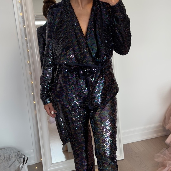 High Quality Black Sequin Party Suit - Glam Night Out - Size M - Picture 6 of 8